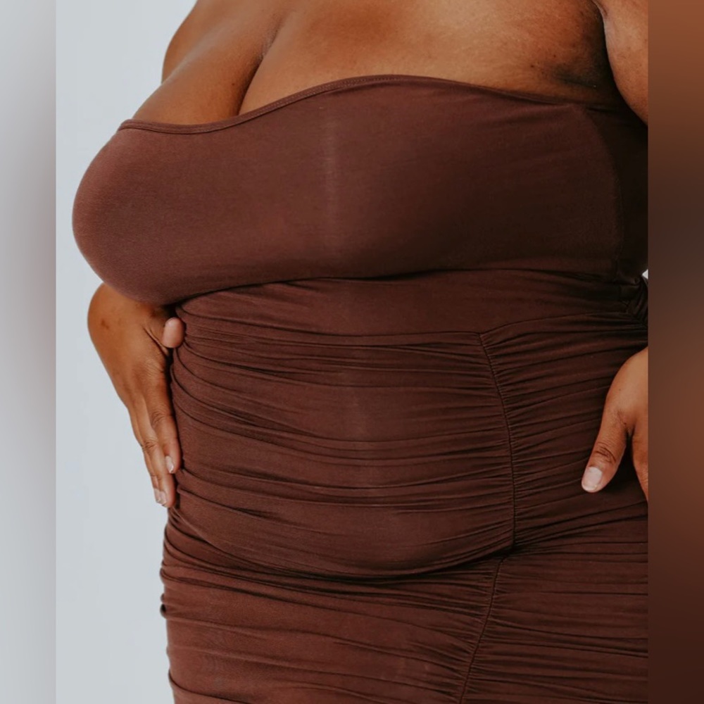 Klassy Network Brown Strapless Dress